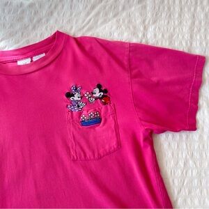 Vintage 90s Pink Disney Store Mickey and Minnie Mouse T-Shirt